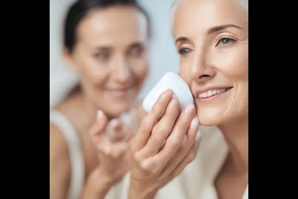 A collection of personal care items including skincare products, a comb, and a towel on a clean surface